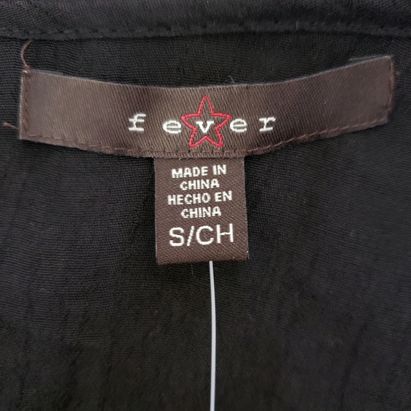 Fever Roll-tab Sleeve Black Short Sleeved Top Blouse Shirt Women's Small NWT - Picture 7 of 8